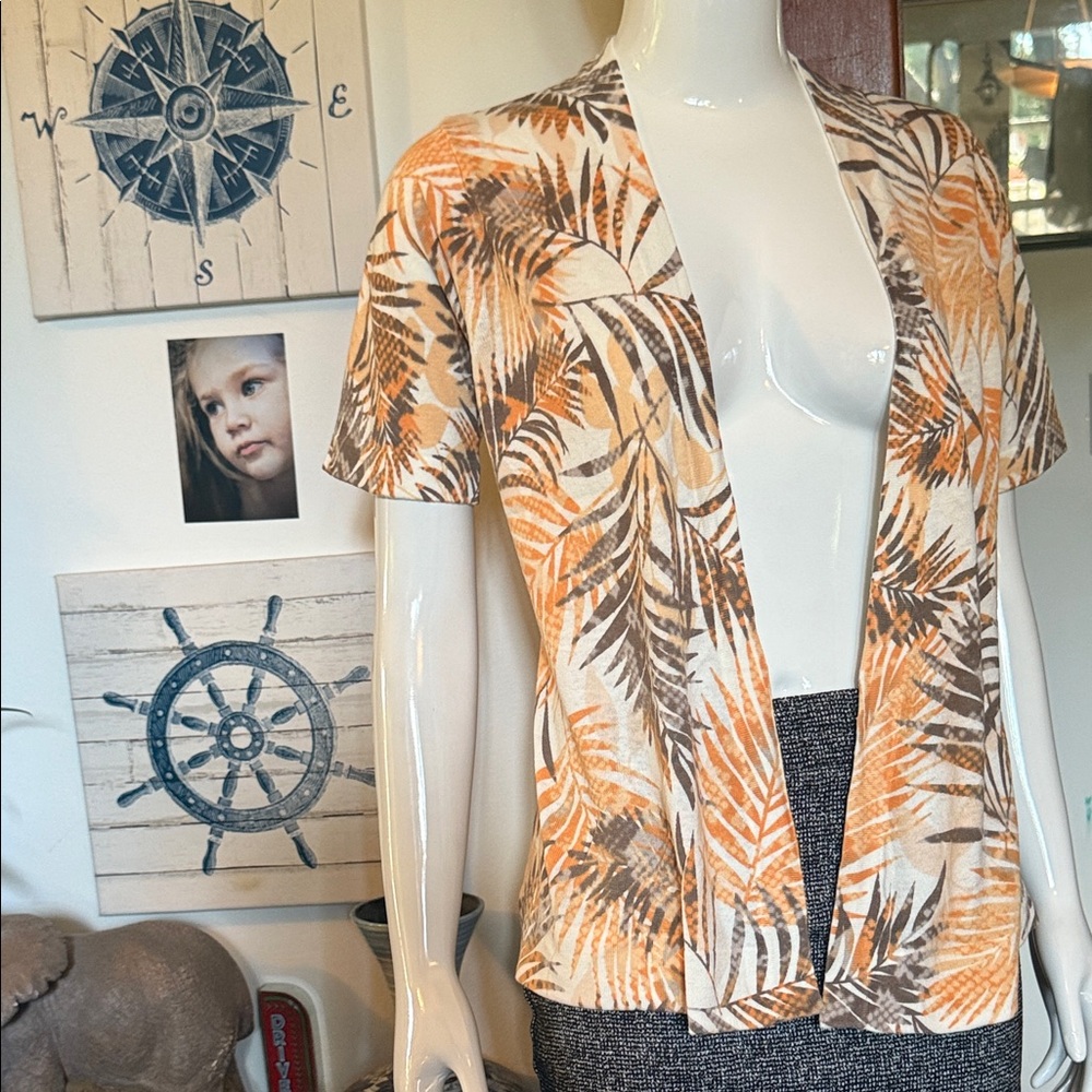 NWT northern reflections size small light Tropical Print Open-Front Cardigan